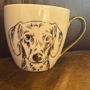 Cambridge Limited Edition Gold White Dachshund Dog 16 Oz Coffee Mug EUC